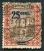 N°074-1921-SARRE-TOUR DE METTLACH-25C S/60P-ROUGE ET BRUN 