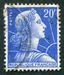 N°1011B-1955-FRANCE-MARIANNE DE MULLER-20F-BLEU 