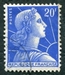 N°1011B-1955-FRANCE-MARIANNE DE MULLER-20F-BLEU 