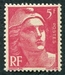 N°0719A-1945-FRANCE-MARIANNE DE GANDON-5F-ROSE 