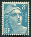 N°0810-1948-FRANCE-MARIANNE DE GANDON-8F-BLEU CLAIR 