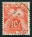 N°086-1946-FRANCE-TYPE GERBES-10F-ROUGE/ORANGE 