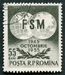N°1412-1955-ROUMANIE-10E ANNIV DE LA FSM-55B-GRIS/OLIVE 