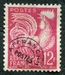 N°111-1957-FRANCE-COQ GAULOIS-12F-ROUGE CARMINE 