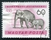 N°1416-1961-HONGRIE-FAUNE-ELEPHANTS-60FI 