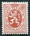N°0287-1929-BELGIQUE-LION HERALDIQUE-70C-ROUGE/BRUN 