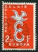 N°1064-1958-BELGIQUE-EUROPA-2F50-ROUGE ET BLEU 