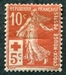 N°0147-1914-FRANCE-SEMEUSE FOND PLEIN-10C+5C-ROUGE 
