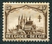 N°0268-1928-BELGIQUE-CATHEDRALE DE TOURNAI-25C+15C-BRUN 