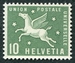 N°382-1957-SUISSE-UNION POSTALE UNIVERSELLE-10C-VERT 