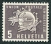 N°381-1957-SUISSE-UNION POSTALE UNIVERSELLE-5C-GRIS/LILAS 