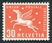 N°418-1960-SUISSE-UNION POSTALE UNIVERSELLE-30C-ROUGE 