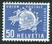 N°419-1960-SUISSE-UNION POSTALE UNIVERSELLE-50C-BLEU 