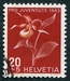 N°0390-1943-SUISSE-FLEUR-ORCHIDEE-20C+5C-GRENAT/JAUNE 