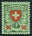 N°0208-1924-SUISSE-ARMOIRIES DE SUISSE-90C-VERT/ROUGE S/VERT 