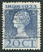 N°0122-1923-PAYS BAS-WILHELMINE-20C-BLEU 