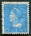 N°0336-1940-PAYS BAS-REINE WILHELMINE-15C-BLEU CLAIR 
