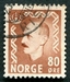 N°0331-1950-NORVEGE-HAAKON VII-80-BRUN/ROUGE 