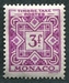 N°34-1946-MONACO-TAXE 3F-LILAS/ROSE 
