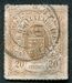 N°0019A-1865-LUXEMBOURG-ARMOIRIES-20C-BRUN/JAUNE 