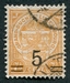 N°0112A-1916-LUXEMBOURG-ARMOIRIES-5C S/7C1/2-JAUNE FONCE 