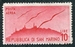 N°048-1946-SAINT MARIN-SURVOL D'OISEAUX-10L-ROUGE CARMINE 