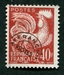 N°116-1959-FRANCE-COQ GAULOIS-40F-ROUGE BRUN 