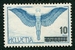 N°25-1935-SUISSE-SURCHARGE 10 SUR 65C-BLEU VERT ET BLEU 