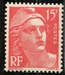 N°0813-1948-FRANCE-MARIANNE DE GANDON-15F-ROUGE 