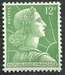 N°1010-1955-FRANCE-MARIANNE DE MULLER-12F-VERT JAUNE 