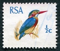 N°0316-1969-AFRIQUE SUD-OISEAUX-MARTIN PECHEUR NATAL-1/2C