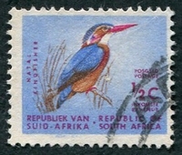 N°0248-1961-AFRIQUE SUD-OISEAUX-MARTIN PECHEUR NATAL-1/2C