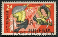 N°180-1965-NIGERIA-OISEAUX-PIES-2P