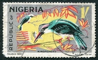 N°185-1965-NIGERIA-OISEAUX-MARTINS PECHEURS-1S