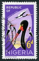 N°183-1965-NIGERIA-OISEAUX-CIGOGNES-6P