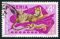 N°182-1965-NIGERIA-FAUNE-LEOPARDS-4P