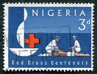 N°143-1963-NIGERIA-COIX ROUGE-SOINS AUX BLESSES-3P