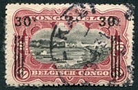 N°089-1921-CONGO BE-CHUTES DE STANLEY-30C S 10C-CARMIN