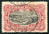N°055-1910-CONGO BE-CHUTES DE STANLEY-10C-CARMIN