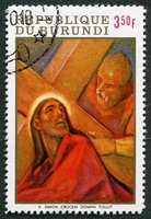 N°0367-1970-BURUNDI-TABLEAU-SIMON DE CYRENE ET JESUS-3F50