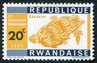 N°0025-1963-RWANDA-1ER ANNIV INDEPENDANCE-BANANIER-20C