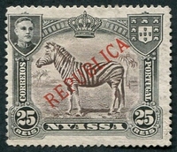 N°056-1911-NYASSA-FAUNE-ZEBRE-25R-NOIR ET BRUN LILAS