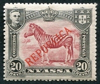 N°055-1911-NYASSA-FAUNE-ZEBRE-20R-NOIR ET CARMIN