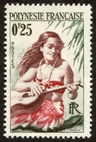 N°002-1958-POLYNESIE-JOUEUSE DE GUITARE-25C