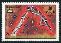 N°0479-1974-MALDIVES-SIGNES ZODIAQUE-VERSEAU-2L