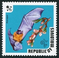 N°0430-1973-MALDIVES-FAUNE-PTEROPUS-2L
