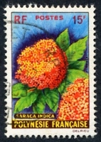 N°015-1962-POLYNESIE-FLEURS-SARACEA INDICA-15F