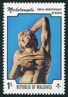 N°0565-1975-MALDIVES-ART-MICHEL-ANGE-ESCLAVE-1L