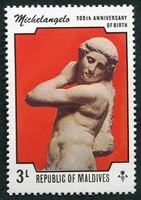 N°0567-1975-MALDIVES-ART-MICHEL-ANGE-APOLLON-3L