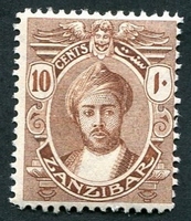 N°114-1913-ZANZIBAR-10C-BRUN JAUNE